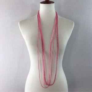 Vintage Pink Clear & Opaque Micro Beaded Necklace
